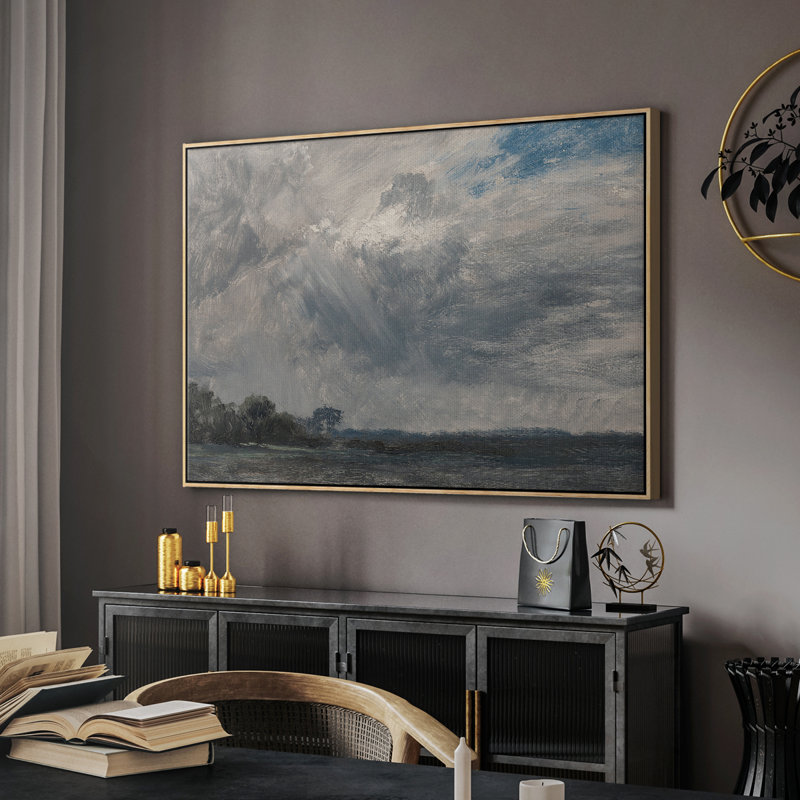 Paysage rétro - DCCLxx, Toile naturelle avec cadre flottant, H 41 po x l 27 po x P 2 po