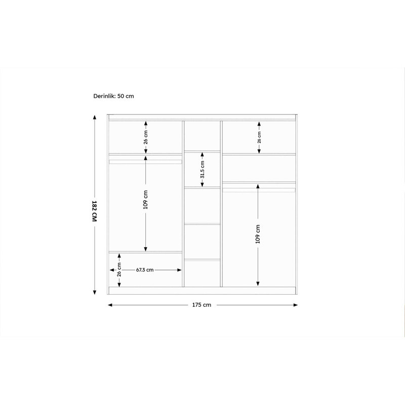 Berend 5 Door Manufactured Wood Wardrobe, 198cm H x 54cm W x 34cm D