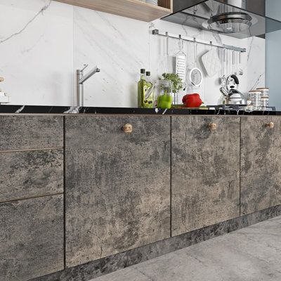 Moody Concrete Wallpaper Peel And Stick, Industrial Modern Brown Black Limewash Wallpaper, Waterproof Dark Aged Cement Look Wall Mural, Removable Cracked Concrete Contact Paper Vinyl For Walls & Furniture, 15.8" X 78.8"