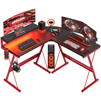 Bureau d'ordinateur de jeu en L réversible de 55 po avec support pour écran de bureau Jurgensen
