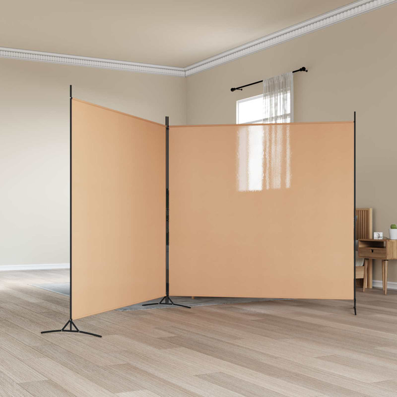 Paravent en tissu à 2 panneaux vidaXL beige 137,01 x 70,87 po, 2, H 70,87 po x l 137,01 po x P 19,69 po, Beige