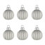 Glitter Striped Glass Christmas Ornament Place Card Holders - 2" - White - Set Of 6