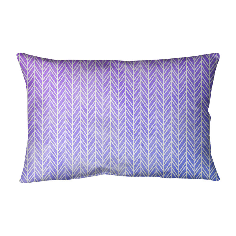 Housse et insert de coussin rectangulaire à rayures Herringbone, Bourre en polyester, Bleu / Mauve
