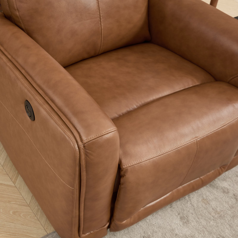 Fauteuil inclinable électrique haut de gamme en cuir fleur de qualité supérieure de 35,83 po avec USB et de type C, conception ergonomique pour le salon (ensemble de 2)