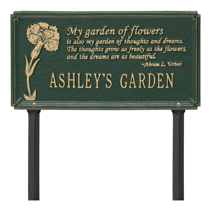 Dianthus Personalized Garden Sign, Green/Gold, Yes