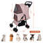 Poussette pliable 4 roues pour petits chiens et chats de moins de 28 lb avec plateau multifonctionnel-131518993