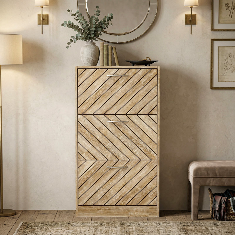 Armoire à chaussures avec 3 tiroirs, Brun