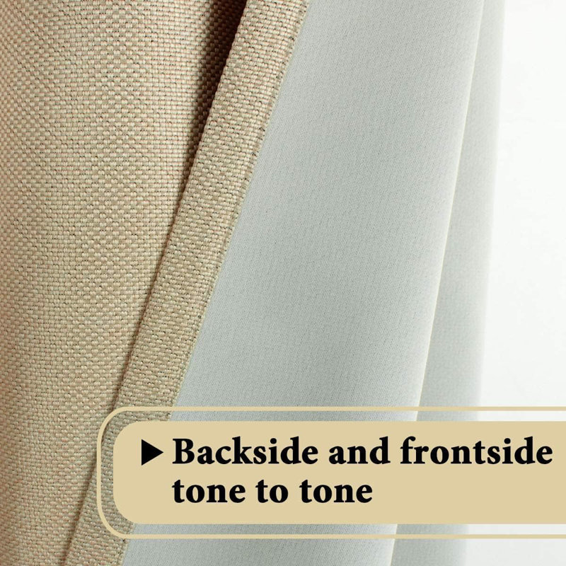 Linen Blackout Curtain for Bedroom/Living Room Thermal Insulated Grommet Linen Look Curtain Drapes Primitive Textured Burlap Effect Window Drapes 1 Panel