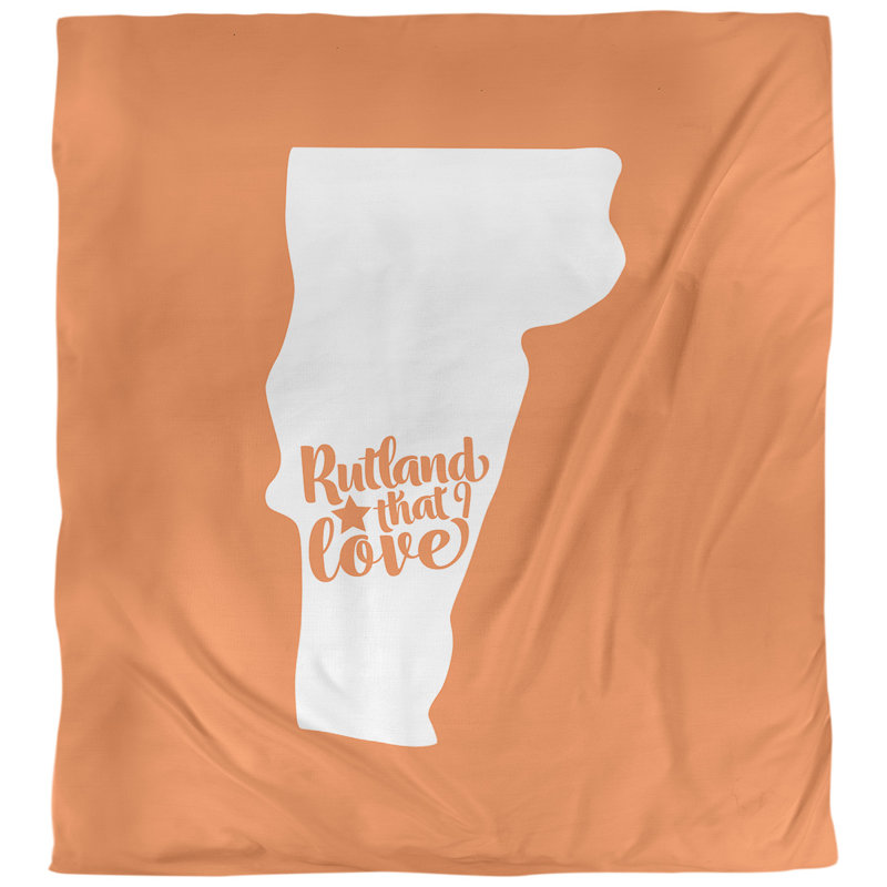 Housse de couette réversible simple rutland vermont love, Microfibre, Housse de couette pour lit simple, Orange