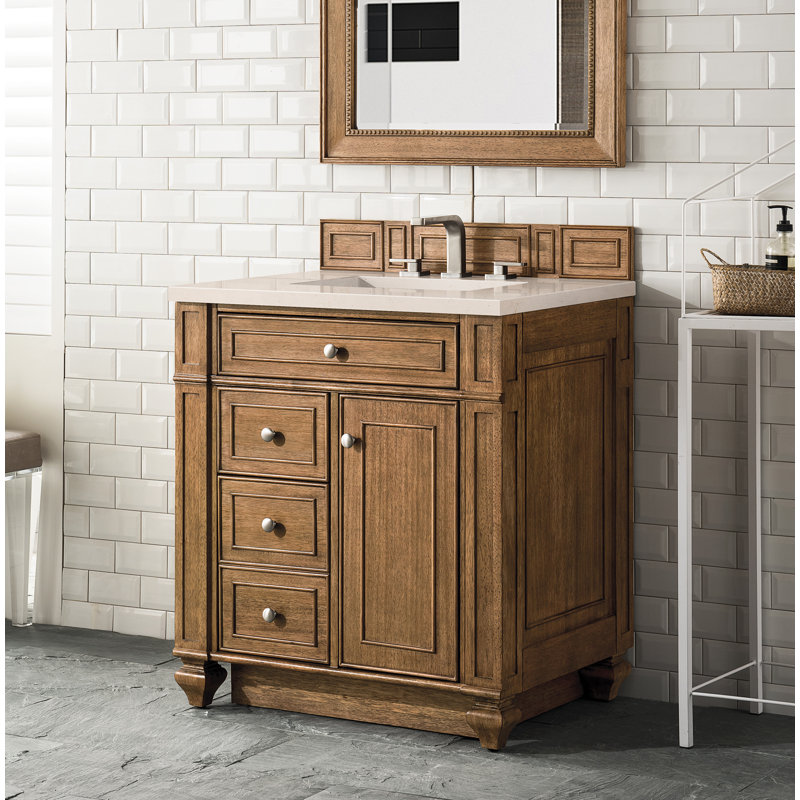 Bristol 30'' W Single Vanity, Saddle Brown, White Zeus, 8" Widespread