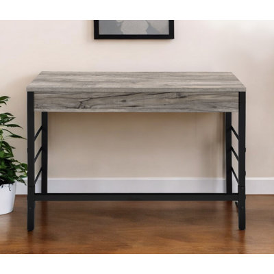 Light Weathered Oak & Black Writing Desk With Usb Ports