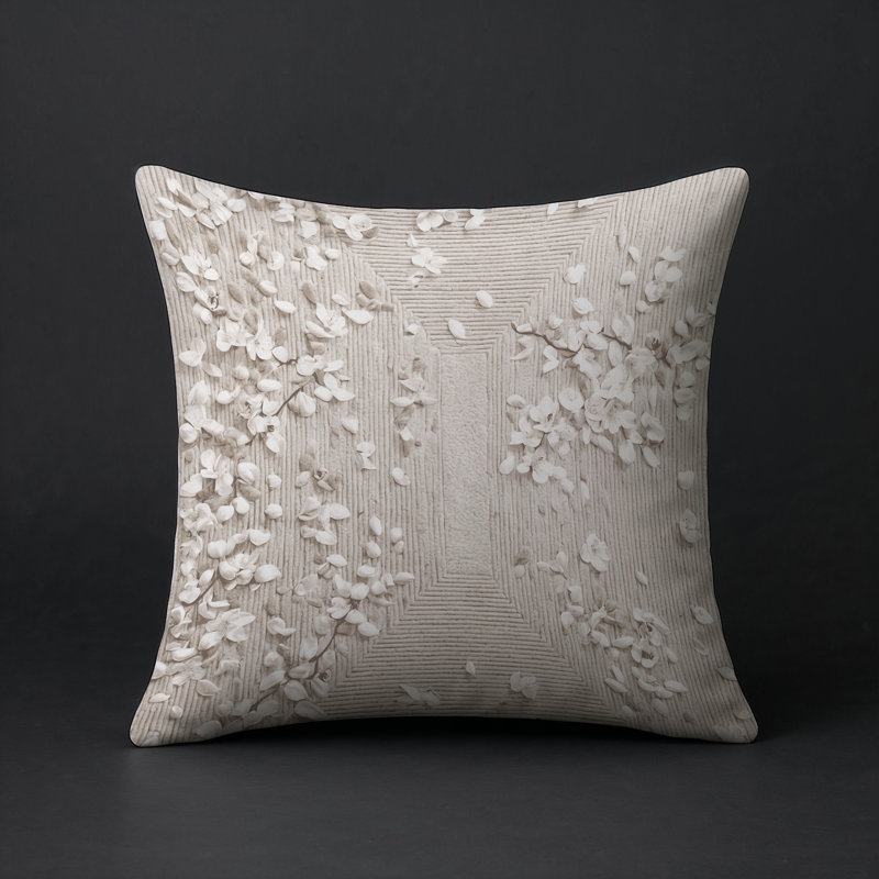 Coussin décoratif intérieur / extérieur gris Modern Modern, Carré 16 po, Gris floral 7