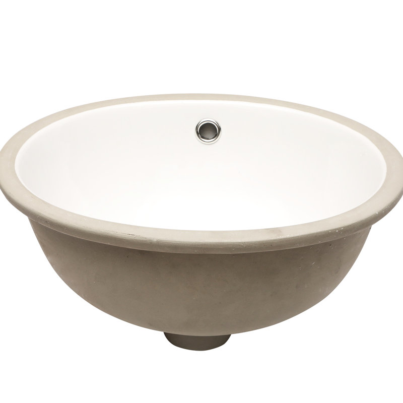 White Oval Undermount Ceramic Bathroom Sink 16.5"X13.4", Acid - , Smooth And Stain , For Home Bathrooms Surface, Spill Design, Indoor Outdoor