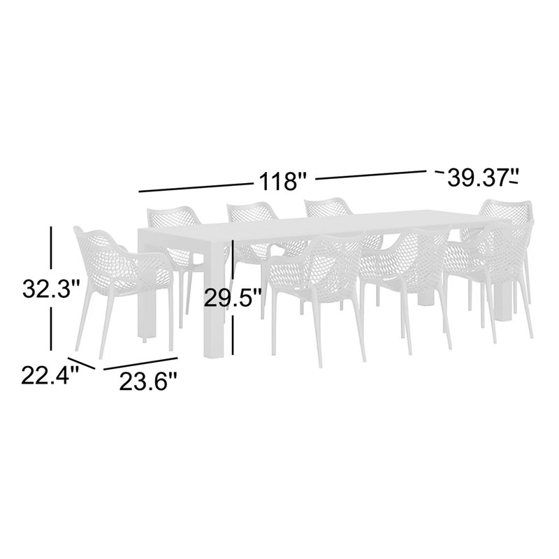 Ensemble de salle à manger rectangulaire pour 8 personnes Farrah, Taupe