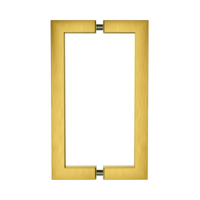 Brixwell SQPH8X8SB Square Tubing Back-to-Back Pull Handle 8" Center To Center 8-3/4" Length Satin Brass Finish