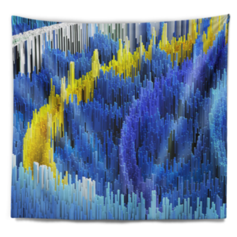 Tapisserie Macro Render Structure bleu jaune, H 50 po x l 60 po