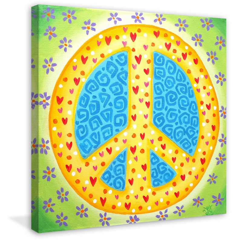'Flower Power Peace' Print on Wrapped Canvas, 40" H x 40" W