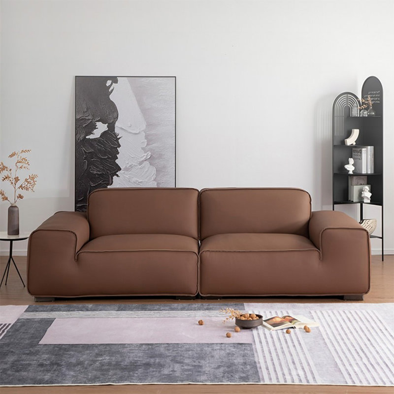 Coussin de canapé modulaire en cuir véritable Coffee, 4, 31.5" x 110.24" W x 43.31" D