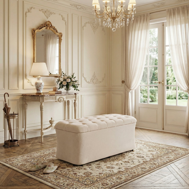 Banc rembourré avec rangement de 40 po de large Charleroi, Beige