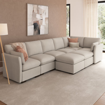 Stedman Modular 5-Seater Sectional With Set Of 2 Storage Ottomans, Living Room Furniture