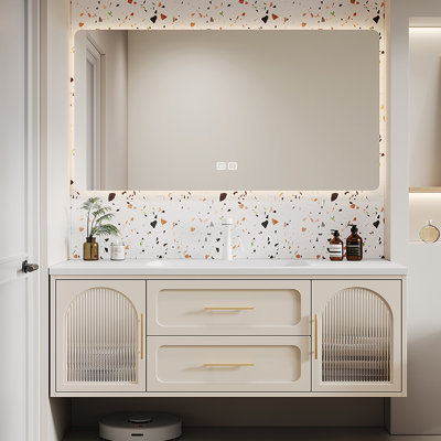 Meuble-lavabo de style crème français