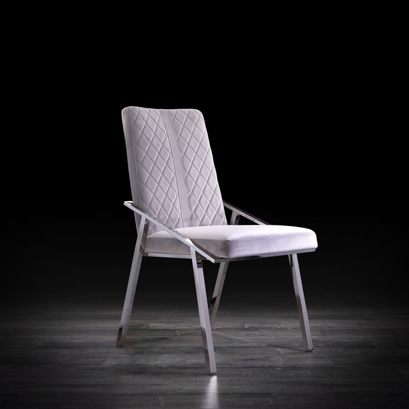 Chaise rembourrée, Gris, Argent