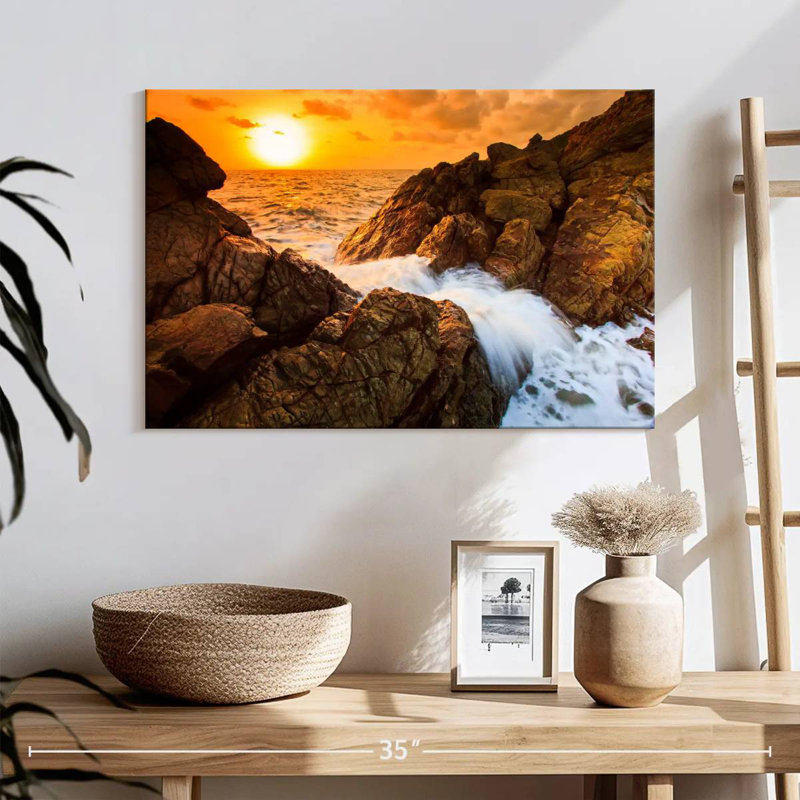 Gillard Rocky Beach Sunset Rush, 16" H x 24" W