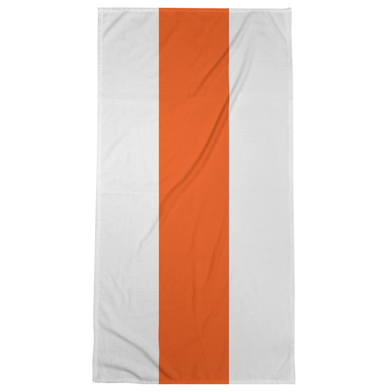 Cotton Blend Beach Towel, White/Orange
