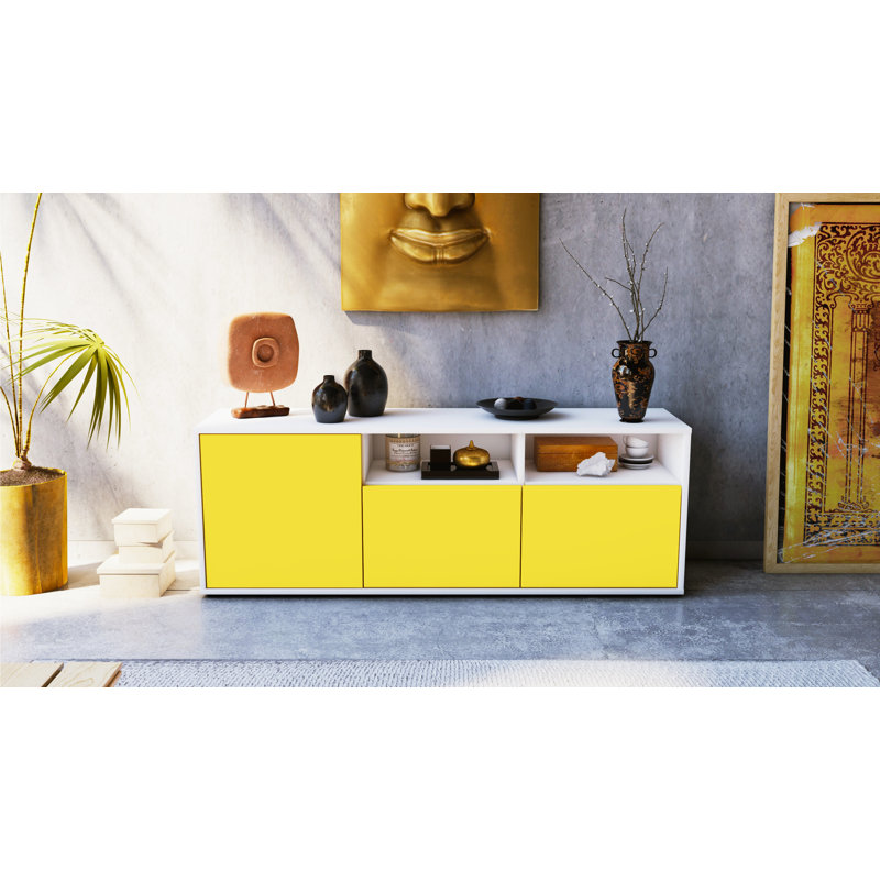 Wysocki Unfinished TV Stand for TVs up to 60", Yellow / Matte White