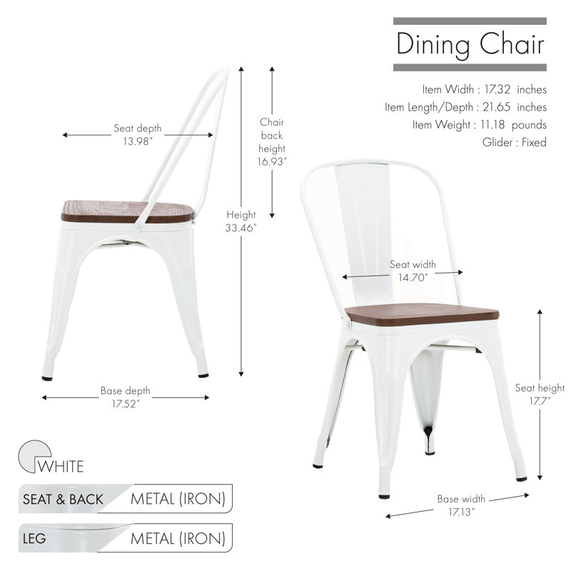 Chaise de patio empilable Yancey, Blanc / Naturel