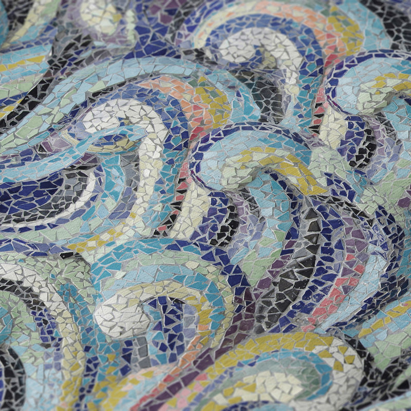 Tapis bleu / jaune en polyester tissé à la machine intérieur / extérieur Shorthill, Tapis de couloir 2 pi 3 po x 7 pi 6 po