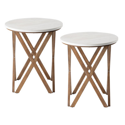 Rustic Round Rustic End Table, Boho Nightstand by Latitude Run