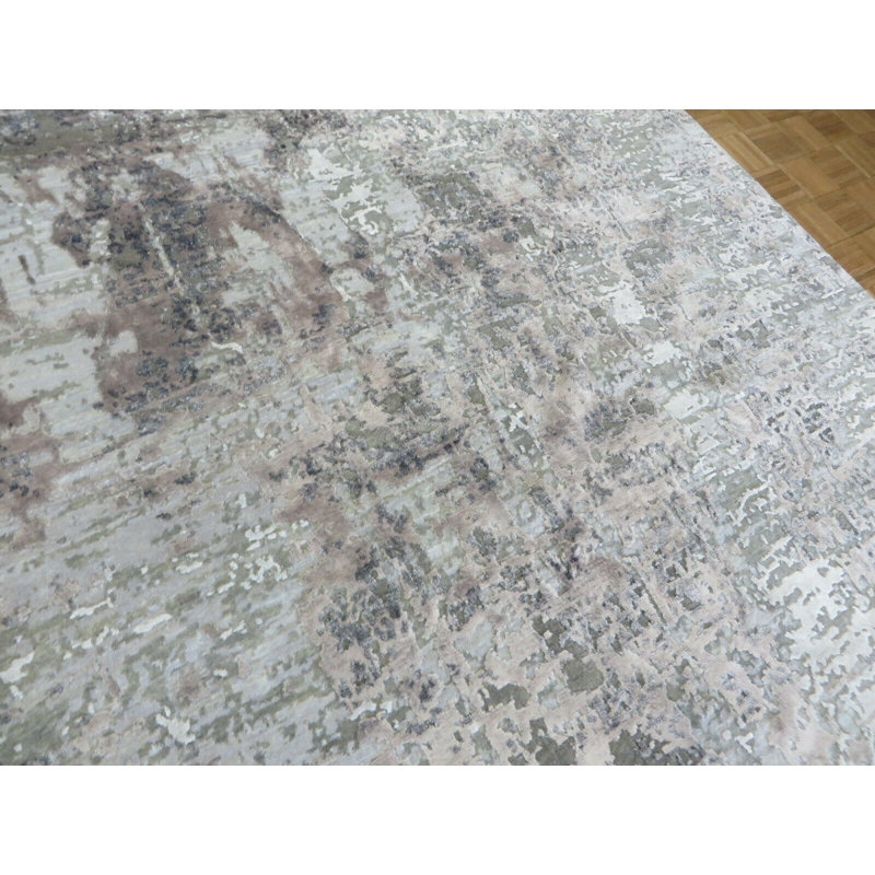 Tapis de zone noué la 7 pi 11 po x 10 pi 3 po one-of-kind à la main