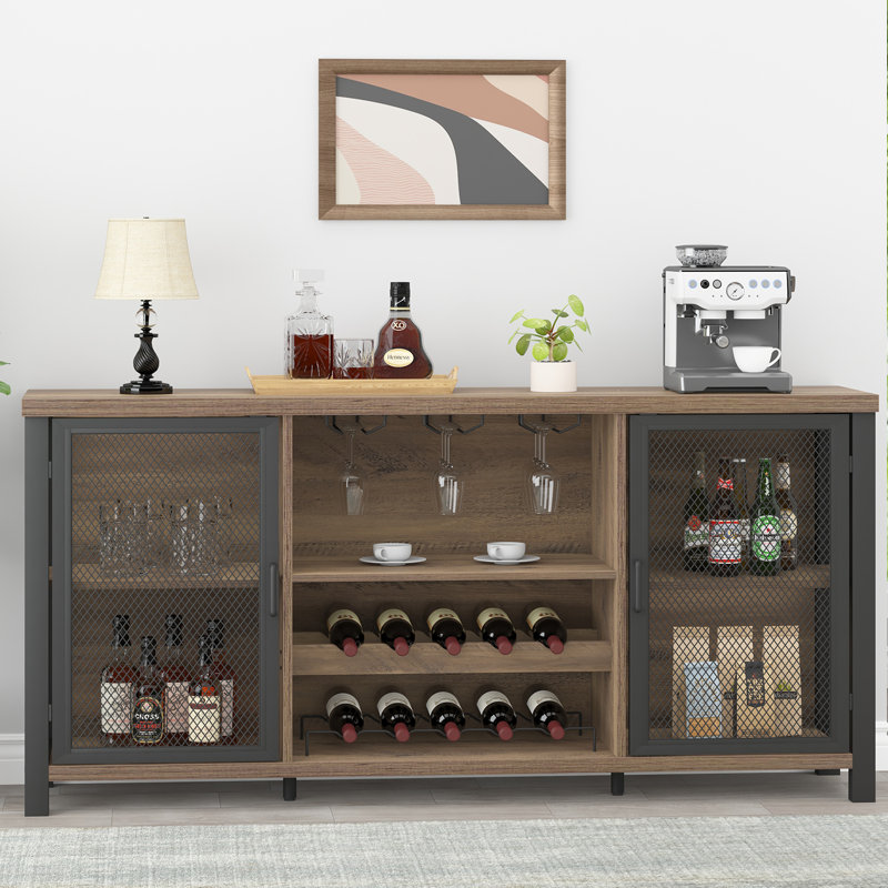 55'' Bar Cabinet, Rustic Oak/Black