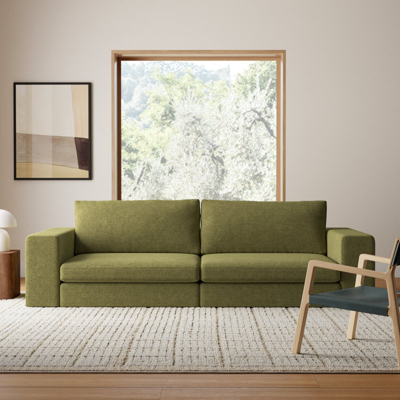 Ojai 100" Upholstered Sofa, Olive Green