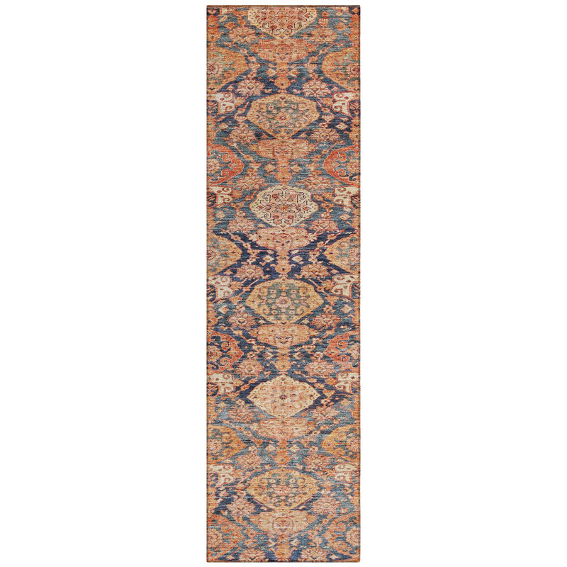 Ambray Orange Washable Indoor-Outdoor Rug - , 2'3" x 7'6"