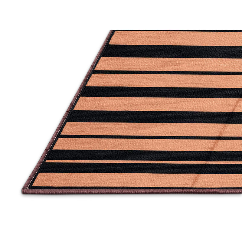 Tapis rose à rayures horizontales lavable à la machine, Carré 4 pi