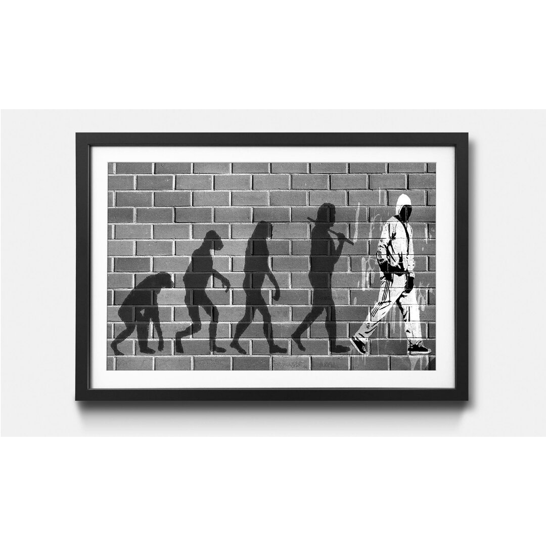 Gerahmtes Papierbild - Fotografie „Evolution” von Banksy