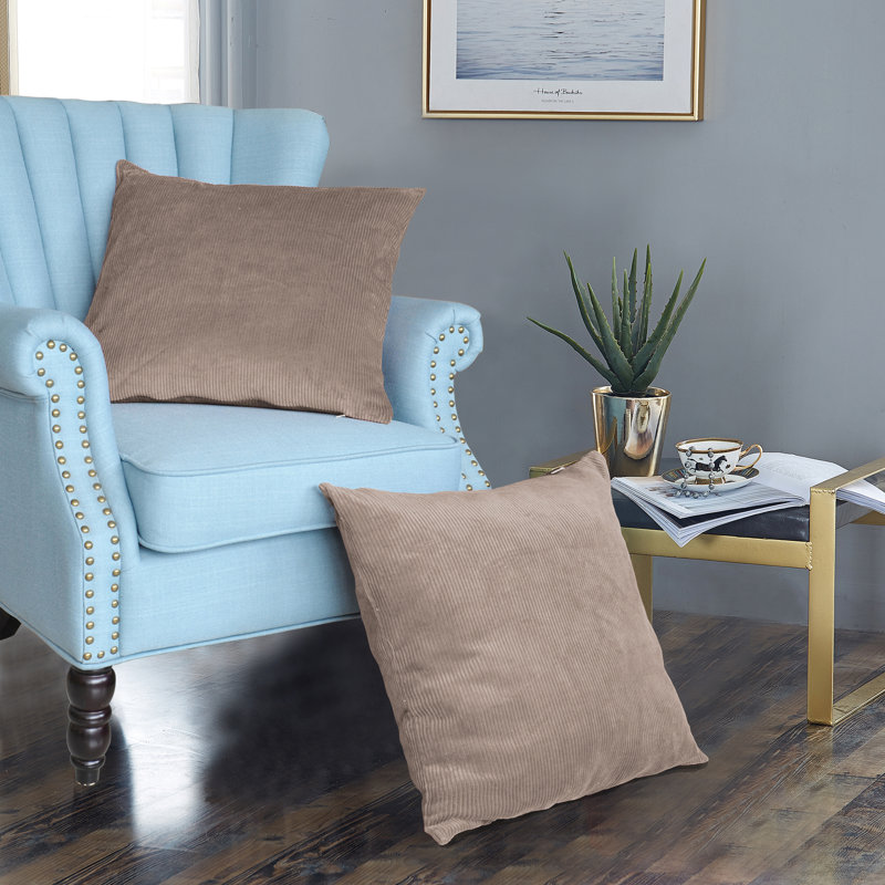 Floral Square Throw Pillow Cover, Taupe, 66cm x 66cm
