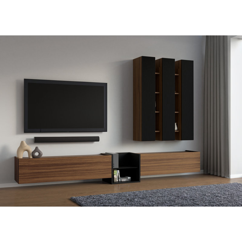 Najni Unfinished Entertainment Centre for TVs up to 88", Walnut wood