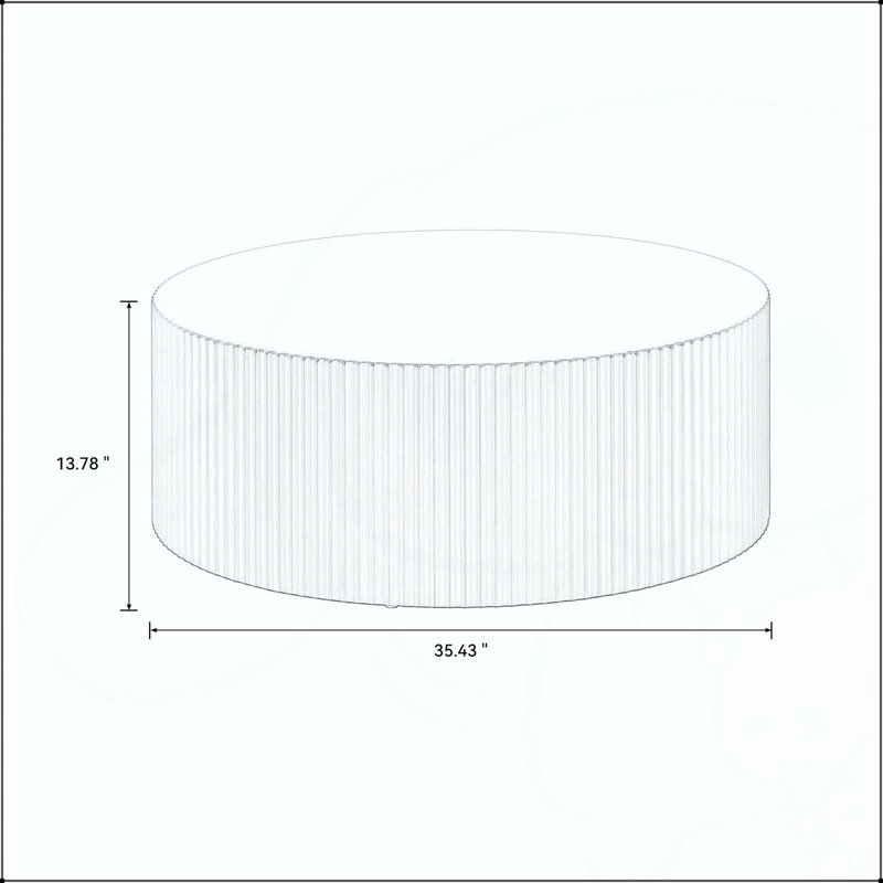 Contemporary Round Coffee Table with Handcrafted Relief, Durable and Smooth Finish, No Assembly Required, White