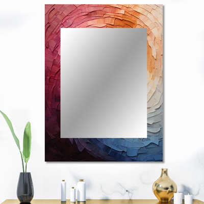 Colorful Rainbow Wave I - miroir mural décoratif arc-en-ciel, grand miroir traditionnel, impression sur métal
