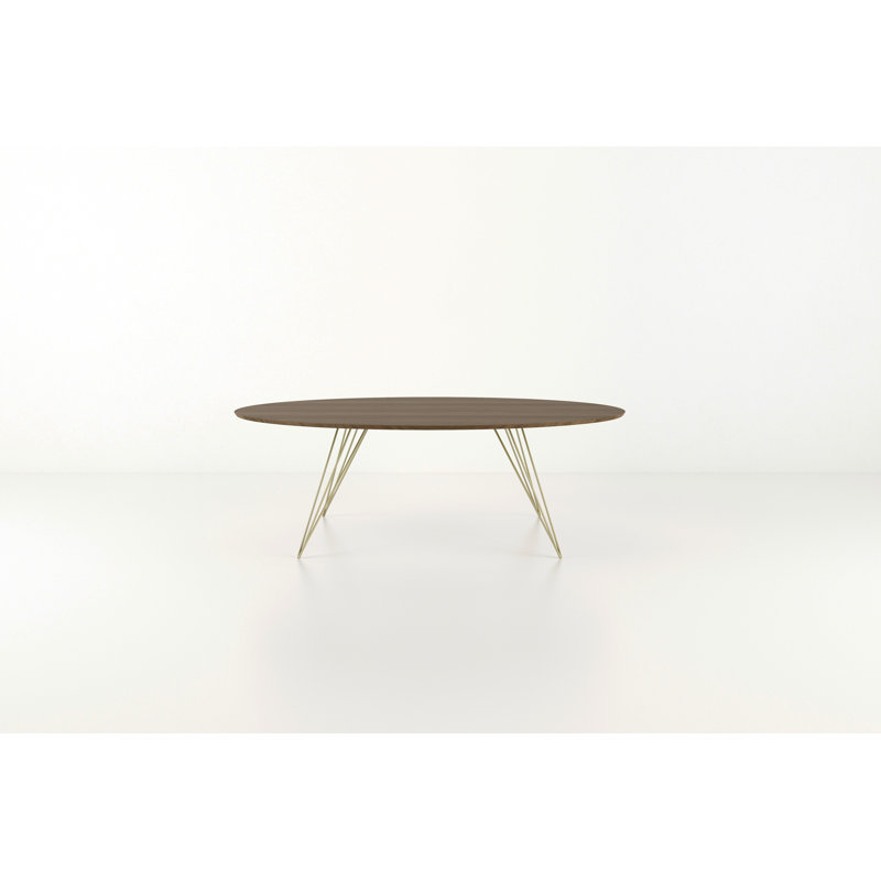 Williams Single Coffee Table, Small 46"W x 40"D, Brassy Gold, Walnut