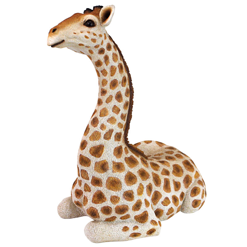 Medium Hand-Painted Resin Resting Giraffe Statue