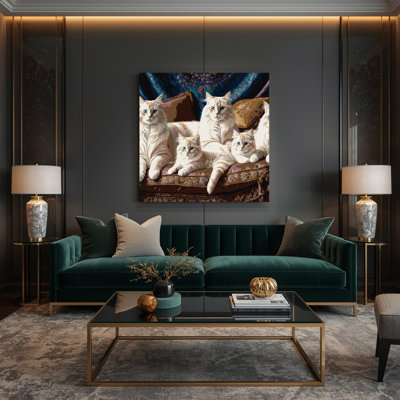 Cats Birman Black Canvas Wall Art