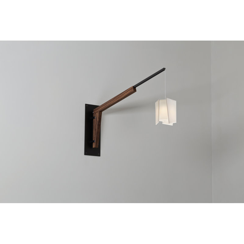Motus Lamp Base or Clamp, Textured Black Powder Coat/Walnut
