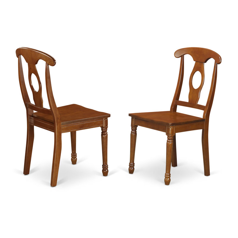 Napoleon Kitchen Dining Chairs - Napoleon Back Solid Wood Seat Chairs, Set of 2, Saddle Brown