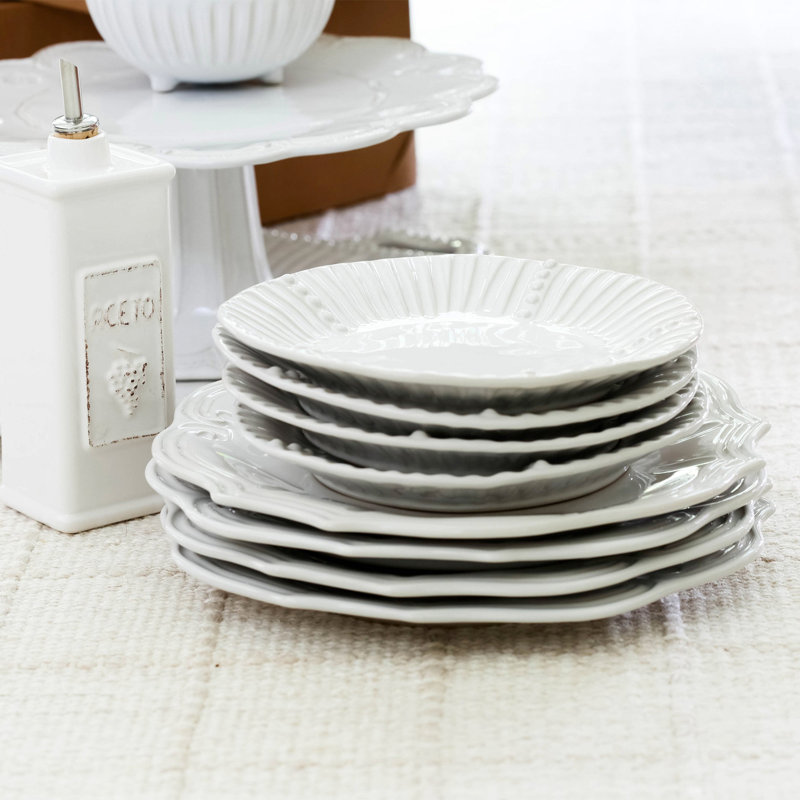 Incanto Stone Stripe Salad Plate, White