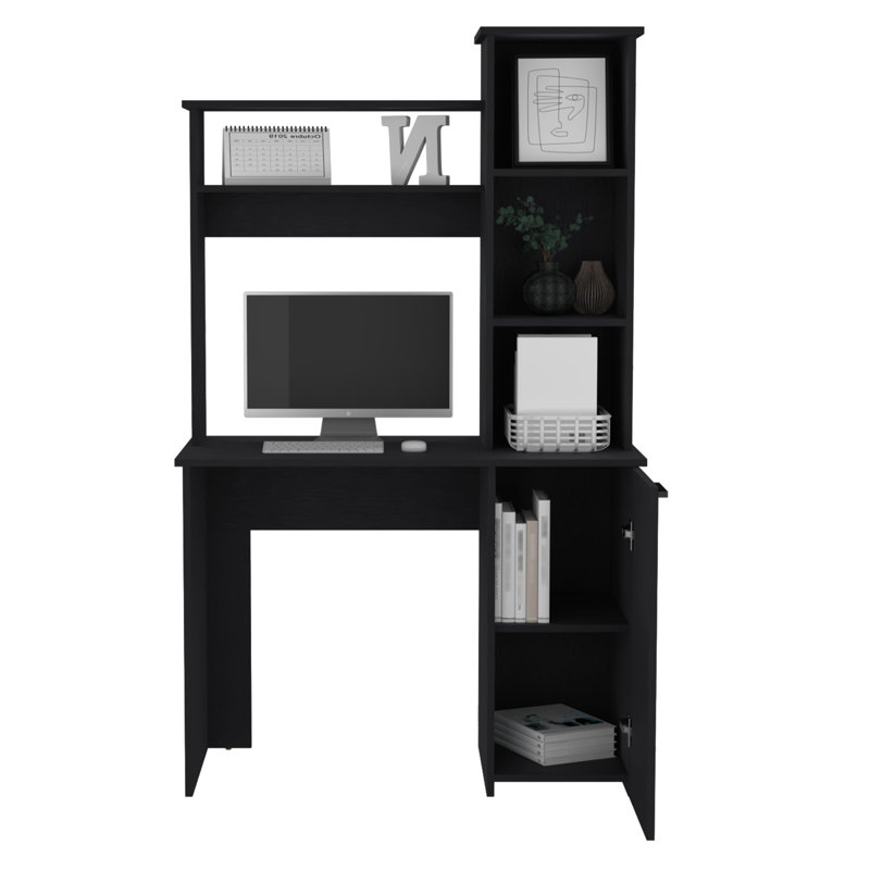 Bureau d'ordinateur avec huche Kincheloe, Noir