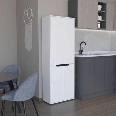 Herrin Storage Cabinet Kitchen Pantry With Four Doors And And Five Interior Shelves, Cabinet